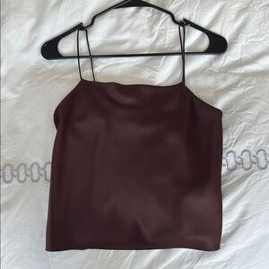 Alice & Olivia Harmon Chocolate Slip Top